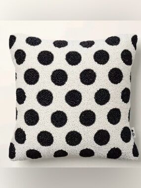 kate spade x Target beaded polka dot square throw pillow 2x12 cream/black NWT